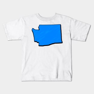 Bright Blue Washington Outline Kids T-Shirt